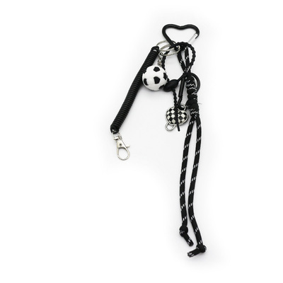 Soccer black spring pendant toy pearl chain string bag charm pendant silicone tag keychain