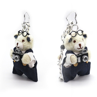 Camera backpack pants bear keychain pendant cute doll schoolbag charm couple small gifts wholesale