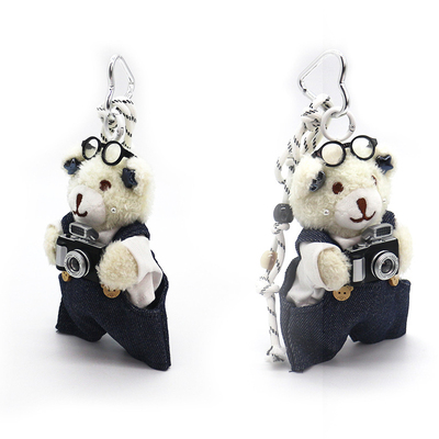 Camera backpack pants bear keychain pendant cute doll schoolbag charm couple small gifts wholesale