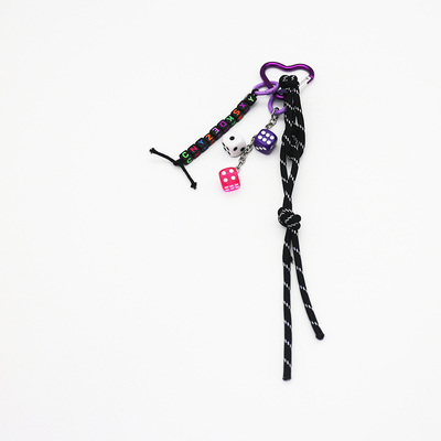 Creative Square Letter Dice Pearl Chain String Bag Pendant Charm Silicone Tag Keychain