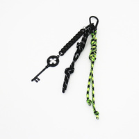 Black Lucky Straw Vintage Key Pearl Chain String Bag Pendant Charm Silicone Tag Keychain