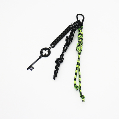 Black Lucky Straw Vintage Key Pearl Chain String Bag Pendant Charm Silicone Tag Keychain