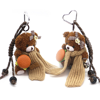 Scarf bear bag bag charm plush doll doll doll trinkets hanging couple keychain gift factory wholesal