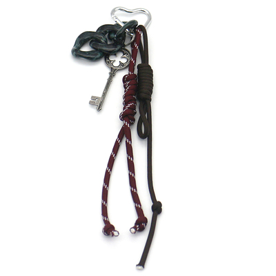 Vintage key pendant toy black rope pearl chain string bag charm charm silicone tag keychain