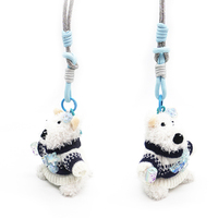 Cute West Highland plush pendant cartoon bow puppy doll birthday gift couple bag keychain