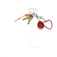 Vintage Key Gemstone Pendant Toys Creative Letters Pearls Chain String Bag Pendant Charm Silicone Ta