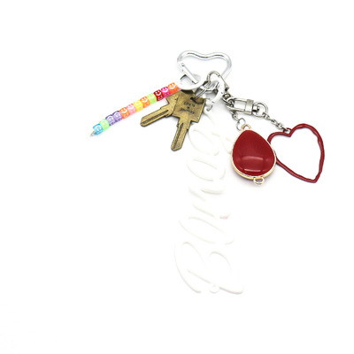 Vintage Key Gemstone Pendant Toys Creative Letters Pearls Chain String Bag Pendant Charm Silicone Ta