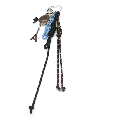 Gemstone pendant blue chain key charm toy pearl chain string bag charm charm silicone tag keychain