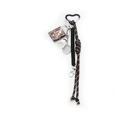 Bible Black Spring Tennis Racket Pendant Toys Pearls Chain String Bag Pendant Charms Silicone Tag Ke