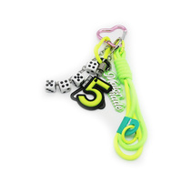 Ins blogger the same niche miu dice green five car keychain bag charm handmade couple braided lanyar