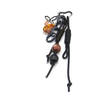Vintage Brown Gemstone Butterfly Key Charm Toys Pearls Chain String Bag Pendant Charms Silicone Tag