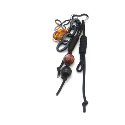Vintage Brown Gemstone Butterfly Key Charm Toys Pearls Chain String Bag Pendant Charms Silicone Tag