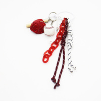 Spot can DIY handmade creative production baseball red chain car keychain bag pendant accessories