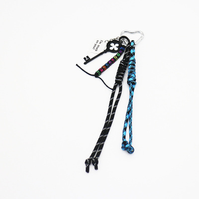 Black Lucky Straw Key Toy Creative Letters Pearls Chain Strings Bags Hanging Pendants Charms Silico
