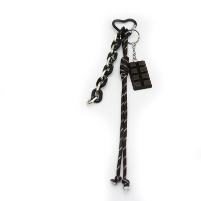 Dark Chocolate Black Lanyard Pendant Toys Pearls Chain Strings Bags Pendant Charms Silicone Tag Keyc