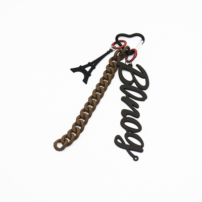Eiffel Push Tower Toys Creative Letters Pearls Chain Strings Bags Pendant Charms Silicone Tag Keycha