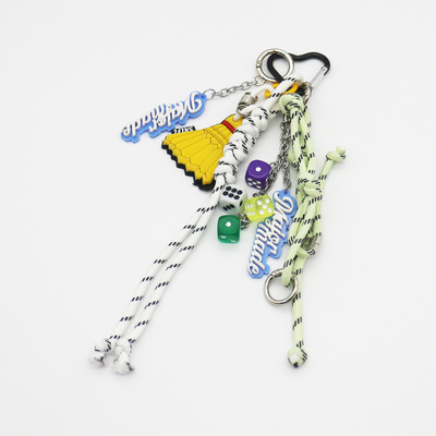Ins blogger the same niche miu system badminton dice car keychain bag charm handmade couple braided