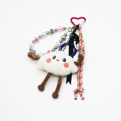 Spot new miu system handmade white clouds colorful chain pendant accessories car keychain