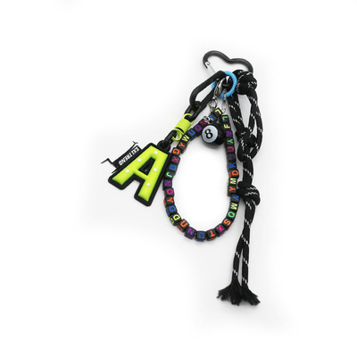 Billiard toys square letter string spring pearl chain bar bracelet bag charm pendant silicone tag ke