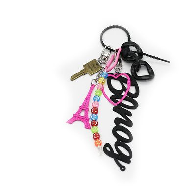 Pink pylons smiley string pendant toys creative letters pearl chain bracelet bag charm pendant silic