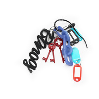 Crimson Lucky Straw Vintage Key Creative Alphabet Toys Pendant Pearl Chain String Bag Pendant Charm