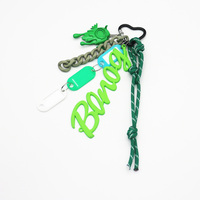 Three-color nameplate toy green creative letters pearl chain string bag pendant charm silicone tag k