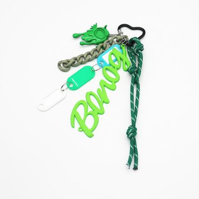 Three-color nameplate toy green creative letters pearl chain string bag pendant charm silicone tag k