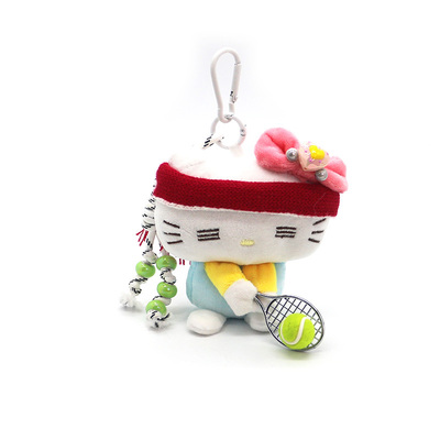 Tennis cat bag bag charm plush doll doll trinket hanging couple keychain gift factory wholesale