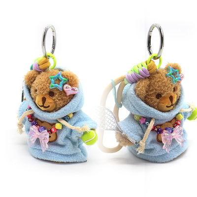 Pajama tennis bear keychain pendant cute doll schoolbag charm couple small gifts wholesale