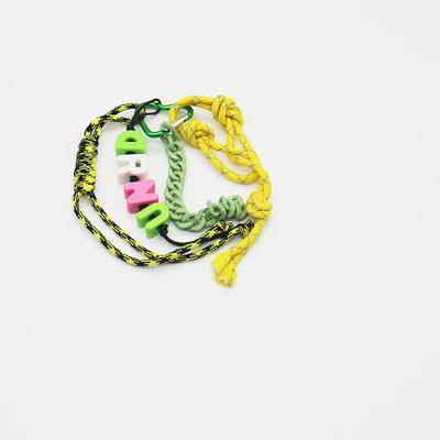 Creative letters toys green chain pearl chain string bag pendant charm silicone tag keychain