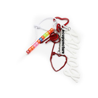 Red love heart keychain creative letters toy pendant pearl chain string bag charm pendant silicone t