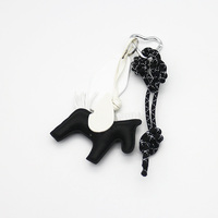 Spot can DIY niche miu system creative black Pegasus white nameplate key chain bag pendant accessori