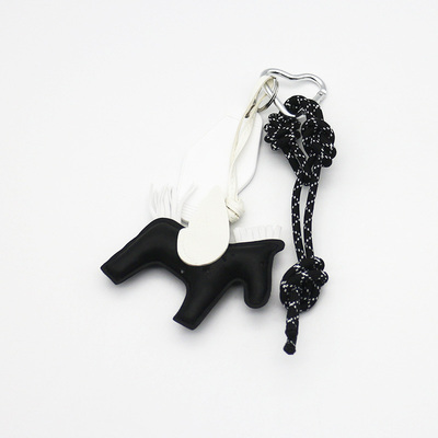 Spot can DIY niche miu system creative black Pegasus white nameplate key chain bag pendant accessori