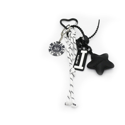 Chip White Rope Star Pendant Toys Pearls Chain String Bag Pendant Charm Silicone Tag Keychain