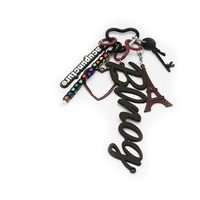 Brown Eiffel Tower Creative Alphabet Toys Pendant Pearl Chain String Bag Pendant Charm Silicone Tag