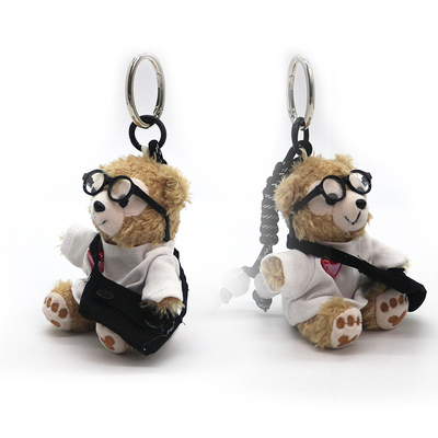 Black glasses black satchel bear keychain pendant cute doll schoolbag charm couple small gifts whole