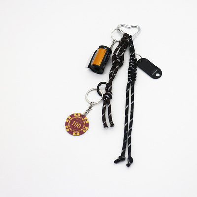 Square Creative Letters Chain Lemon Slice Pearls Chain String Bag Pendant Charm Silicone Tag Keychai