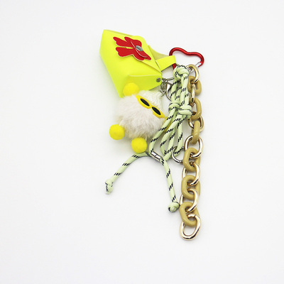 Spot new miu department hand small yellow bag sunglasses strange bag pendant accessories car keychai