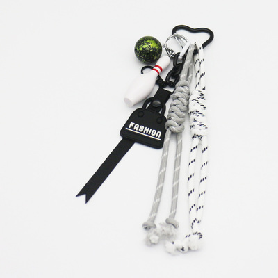 Spot can DIY handmade creative production bowling ball fashion label chain car keychain bag charm ac