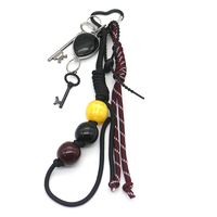 Vintage black gemstone key pendant toy pearl chain string bag charm charm silicone tag keychain
