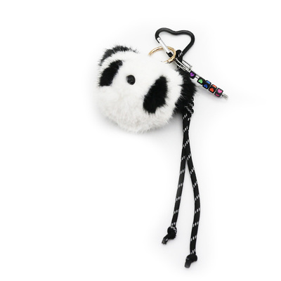 Small panda pendant toy pearl chain string bag charm pendant silicone tag keychain