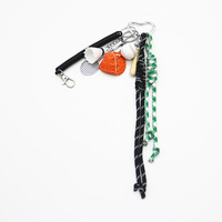 Baseball Badminton Toys Black Spring Pearls Chain Strings Bags Pendant Charms Silicone Tag Keychain