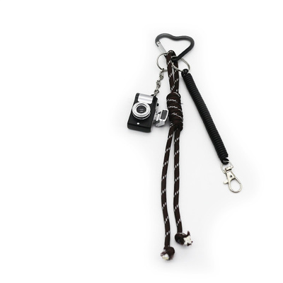 Camera black spring pendant toy pearl chain string bag charm pendant silicone tag keychain