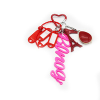 Eiffel Tower Key Creative Letters Toys Pendant Pearls Chain Strings Bags Pendant Charms Silicone Tag
