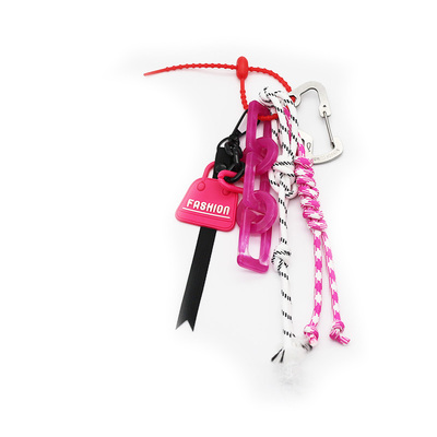 White Rope Fashion Label Pearl Chain String Bag Pendant Charm Silicone Tag Keychain