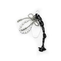 Silver pearl bow toy pearl chain bar bracelet bag pendant charm silicone tag keychain