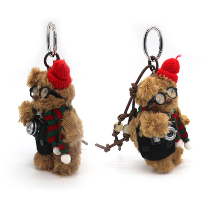 Original camera bear pendant bag charm plush doll doll couple keychain creative gift
