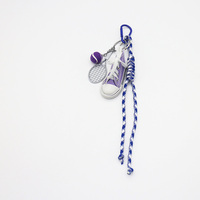 Small tennis racket toys board shoes pearl chain string bag pendant charm silicone tag keychain