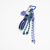 Blue Chip Blue Lanyard Pearl Chain String Bags Pendant Charm Silicone Tag Keychain