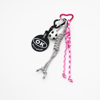 Soccer black OK label pearl chain string handbag charm charm silicone tag keychain